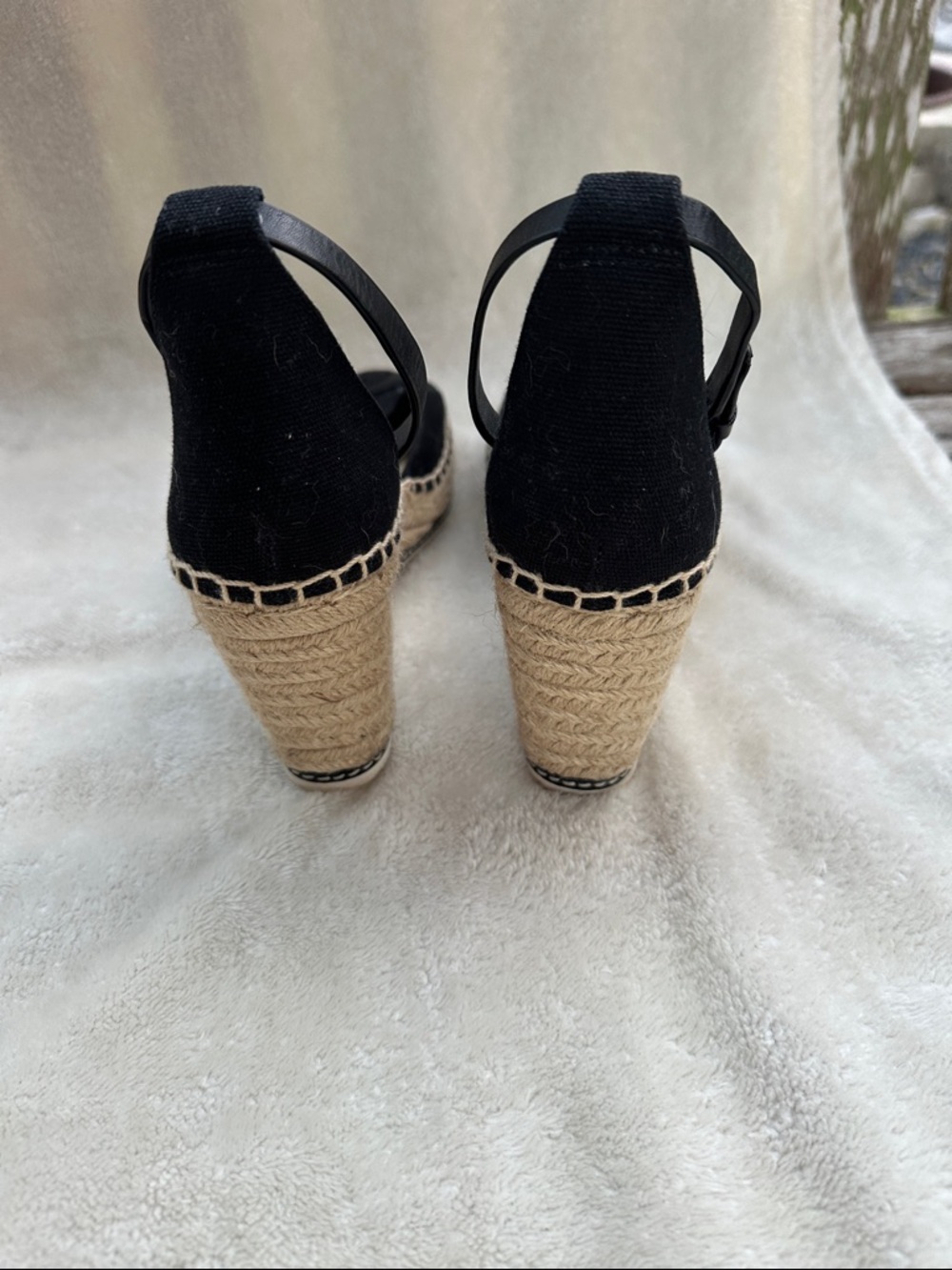 Tory Burch Black Espadrille Wedge Ankle-Strap Sandals 8 - Picture 4 of 7